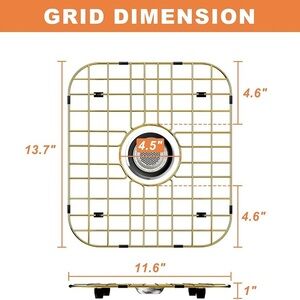Kitchen Sink Bottom Two Grids, Racks, Protector Matte Gold